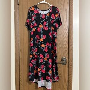 LuLaRoe Black Dress with Pink and Orange Floral
